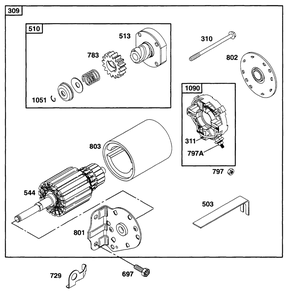 Electric Starter 2 Diagram and Parts List for 171432-0301-XX  Briggs and Stratton Engine